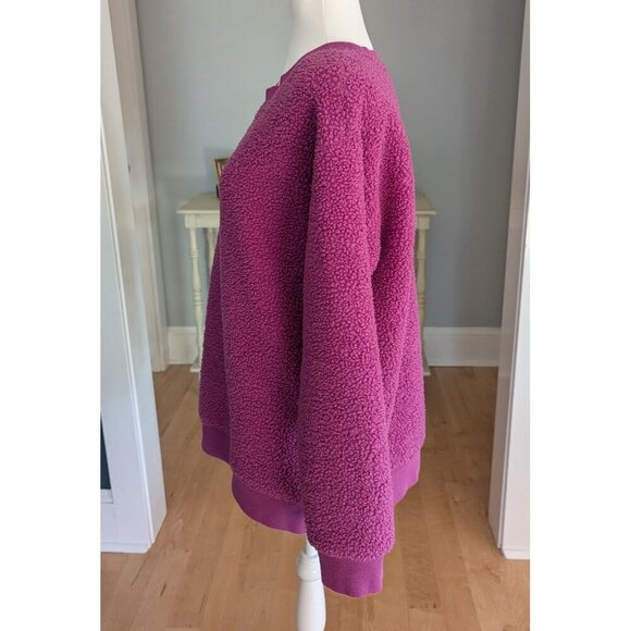 LOFT Fuchia Sherpa Sweatshirt Size Medium - Picture 4 of 10